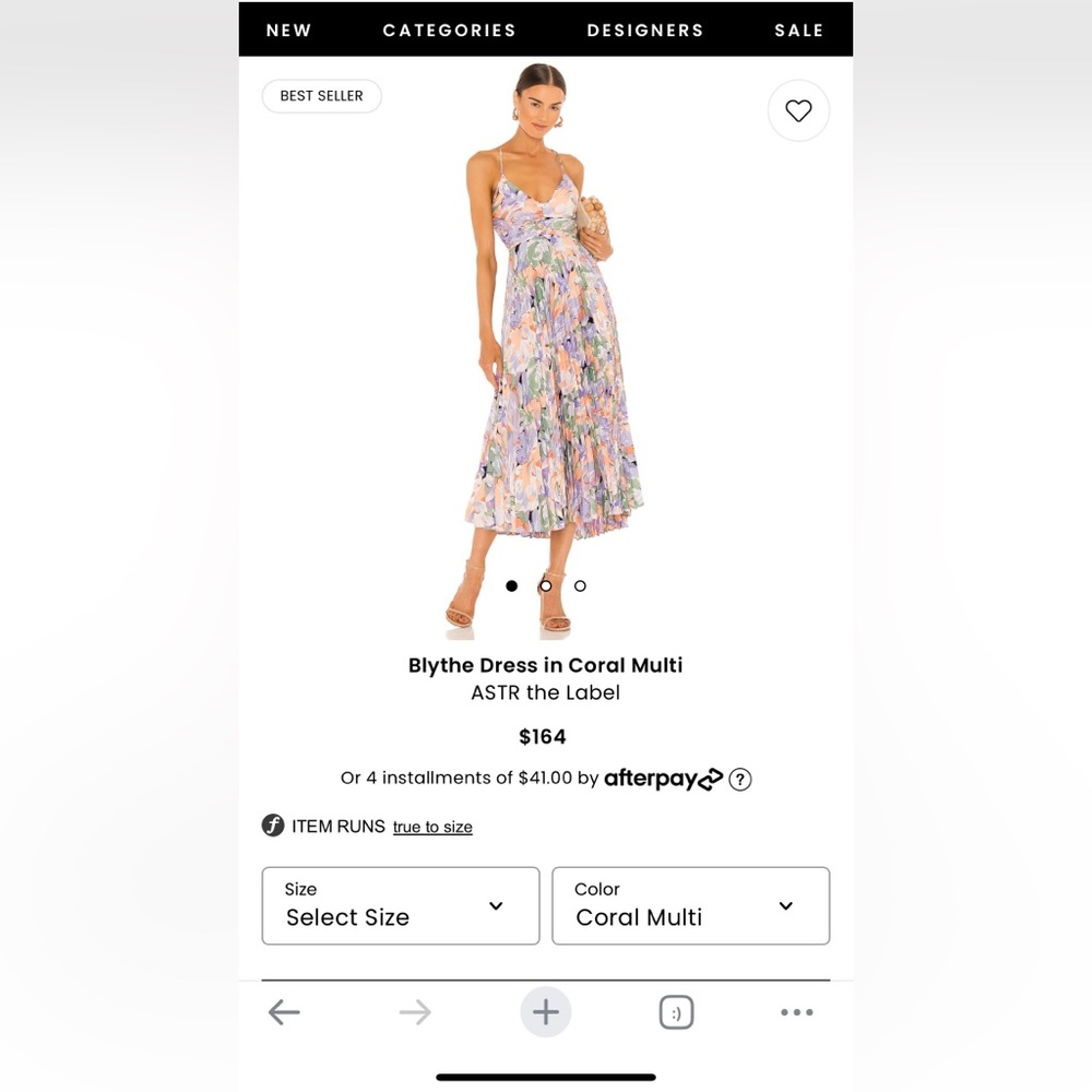 ASTR the Label Blythe Midi Dress in Coral Multi